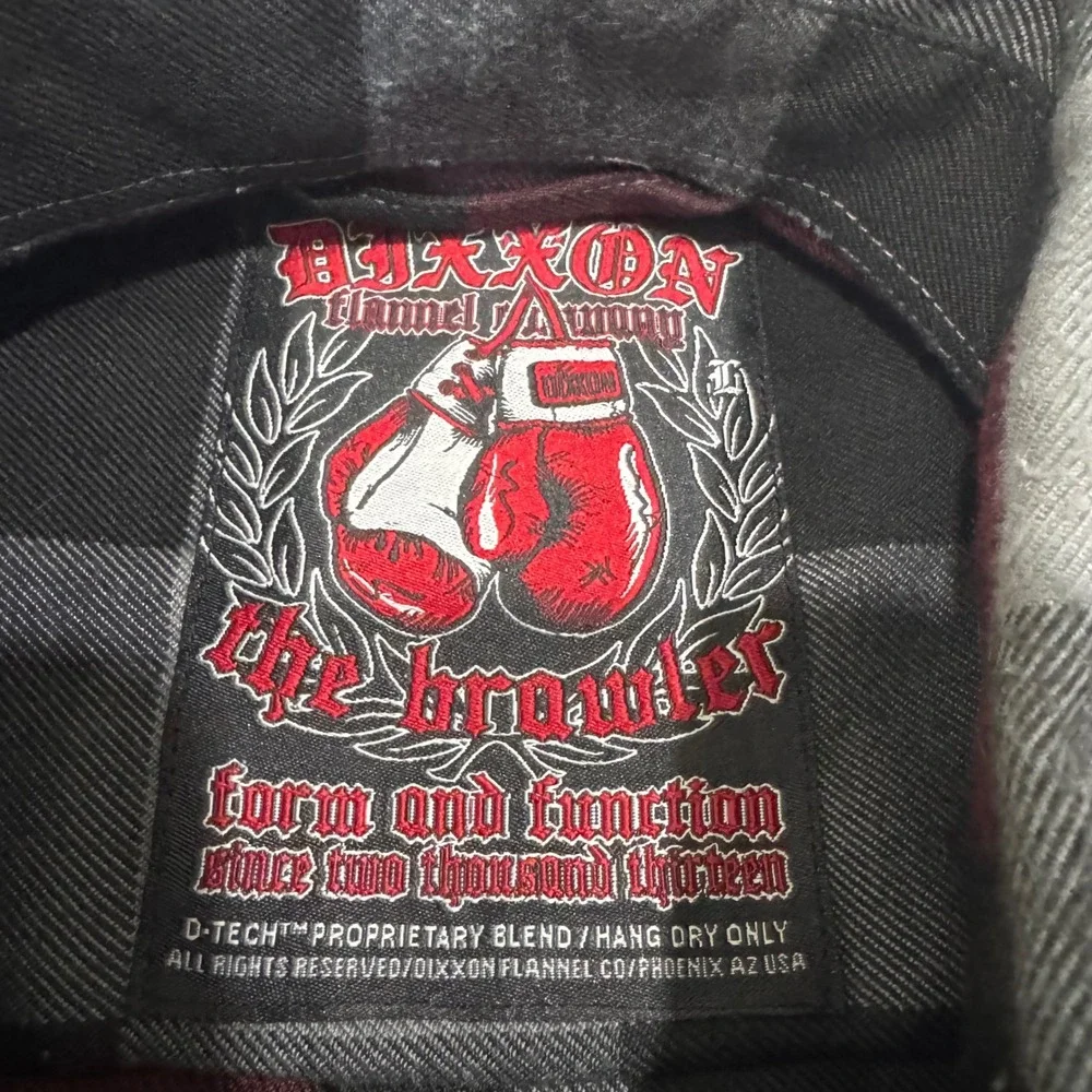 Dixxon Flannel The Brawler Shirt Men L Red Grey Black Buffalo Plaid Short Sleeve